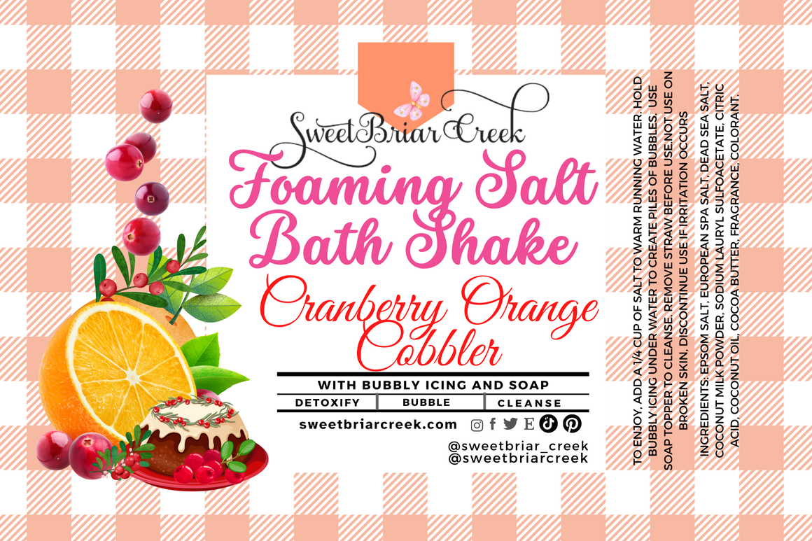 Cranberry Orange Cobbler Foaming Salt Bath Shake