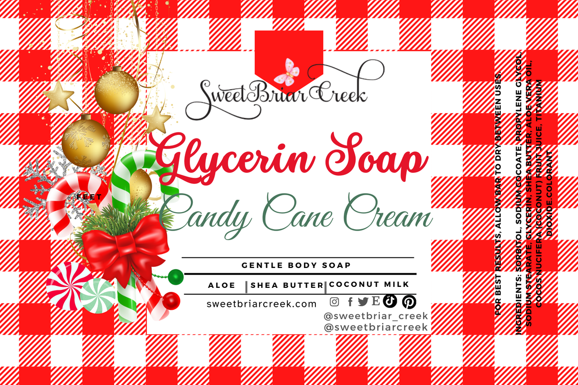Candy Cane Cream Glycerin Soap Bar