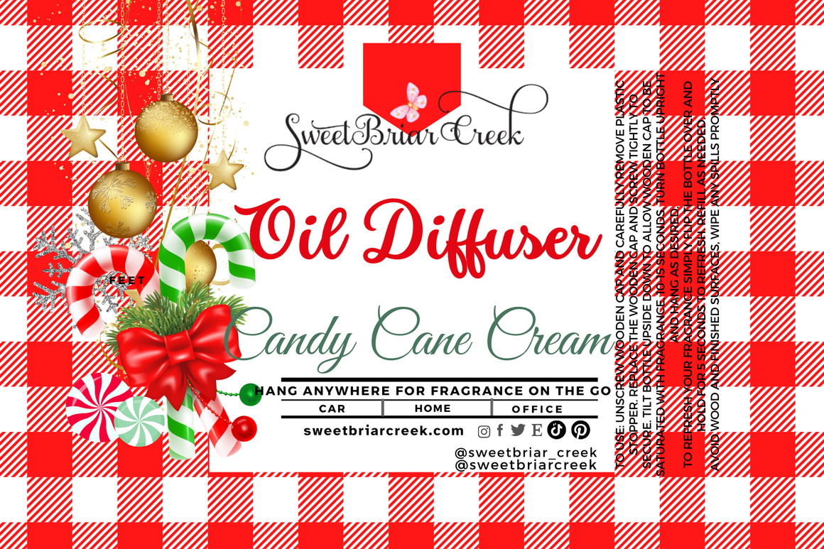 Candy Cane Cream Hanging Car Diffuser & Refills