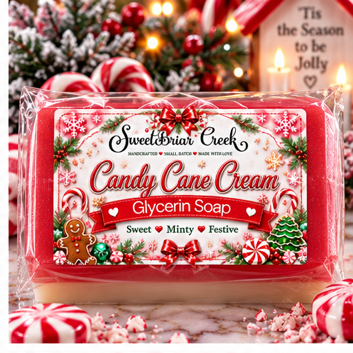 Candy Cane Cream Coconut Milk Glycerin Soap