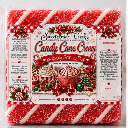 Candy Cane Cream Bubbly Scrub Body Bars